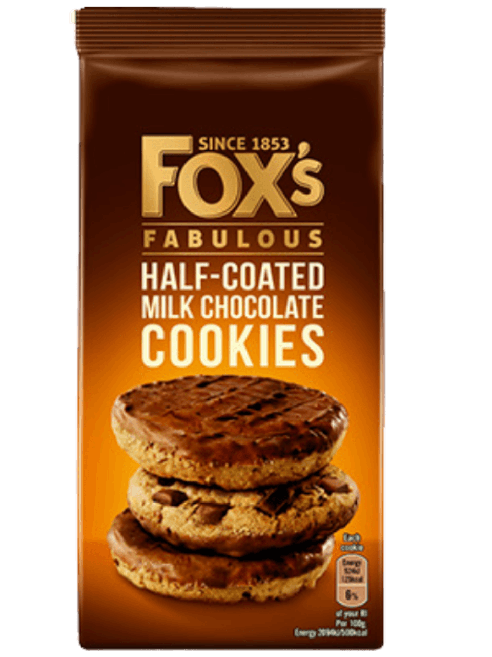 FOX’S FABULOUS HALF COATED MILK CHOCOLATE COOKIEs