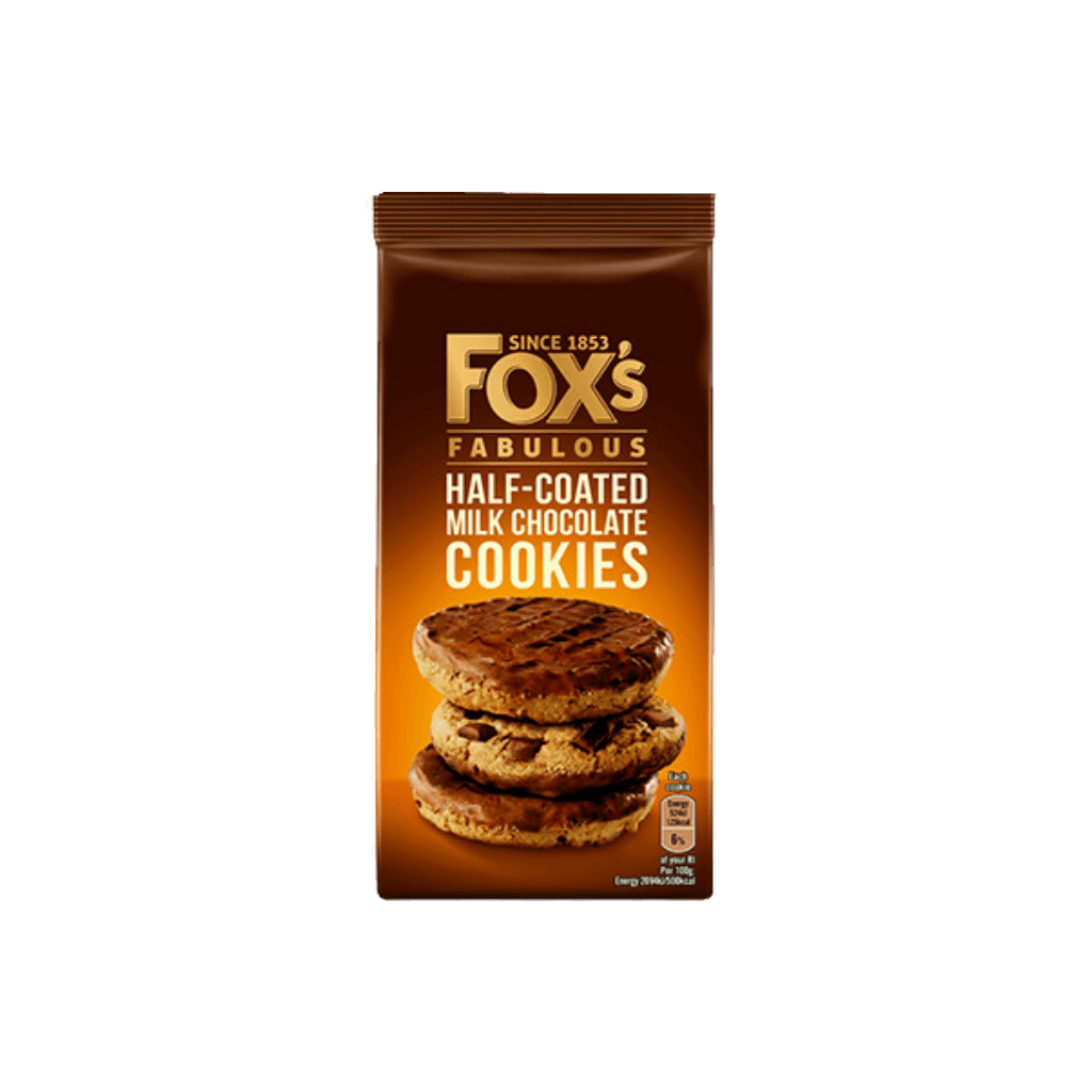 FOX’S FABULOUS HALF COATED MILK CHOCOLATE COOKIEs