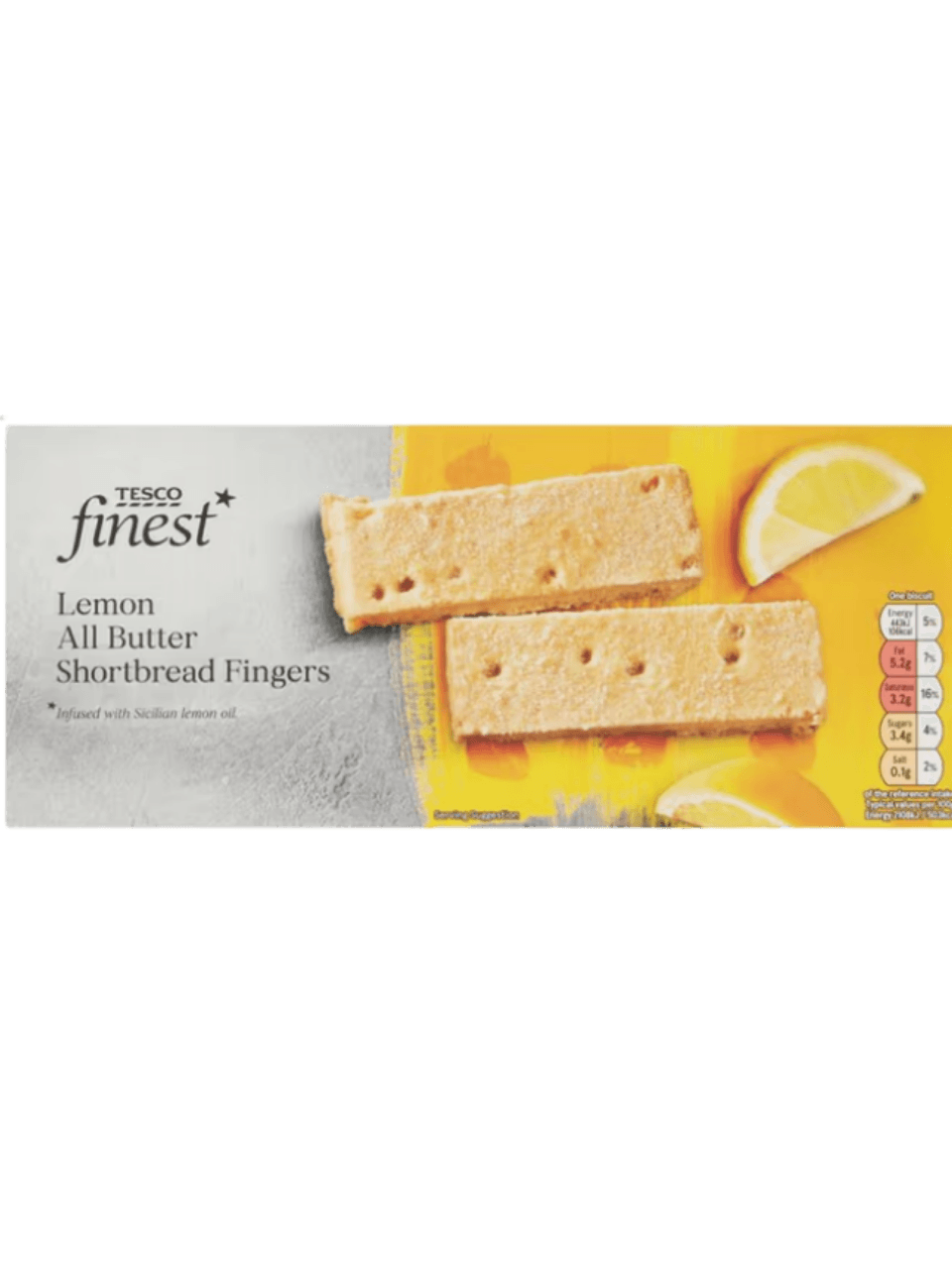 TESCO FINEST (LEMON ALL BUTTER SHORTBREAD FINGERS